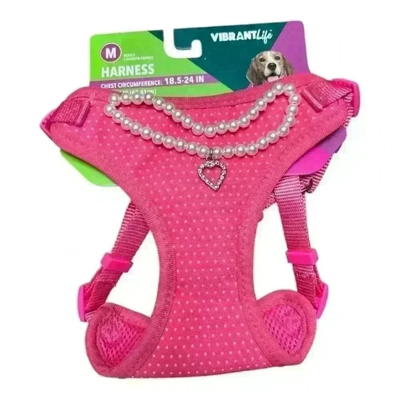 🎉HOST PICK🎉Vibrant Pink Dog decorative harness bundle. Size: M 18.5-24in - Picture 2 of 8